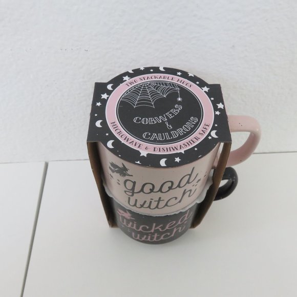 (#G) Cobwebs and Cauldrons Good Witch/Wicked Witch 2 pc Mug Set - Picture 3 of 5